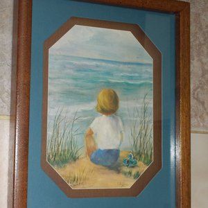 Remarkable Boy on the Beach, anyone you know! approximately 12"x15 1/4"